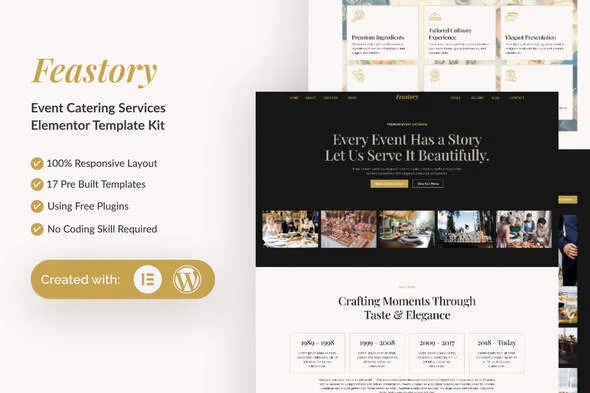 feastory event catering service elementor template kit 1