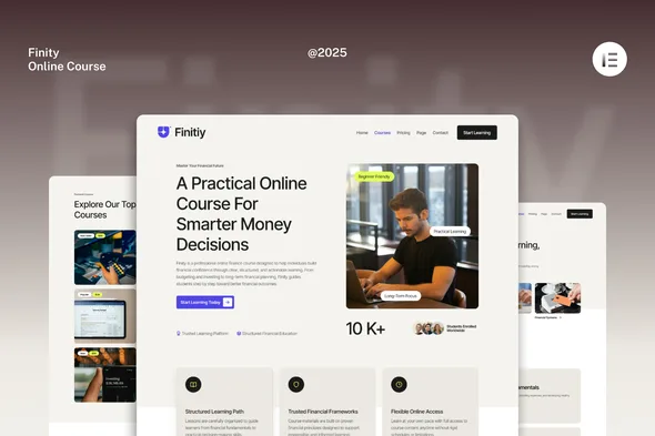 finity financial online course website elementor template kits 1