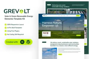 Grevolt – Solar & Green Renewable Energy Elementor Template Kit