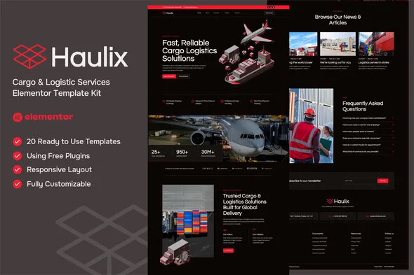 haulix cargo logistic services elementor template kit 1