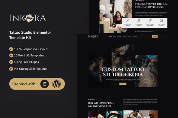 inkora tattoo studio elementor template kit 1