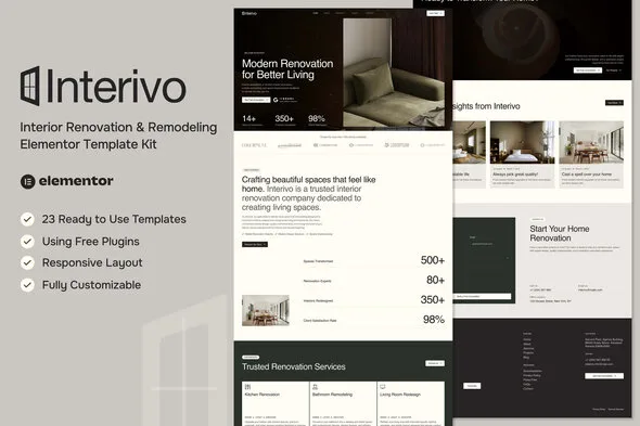 interivo interior renovation remodeling elementor template kit 1