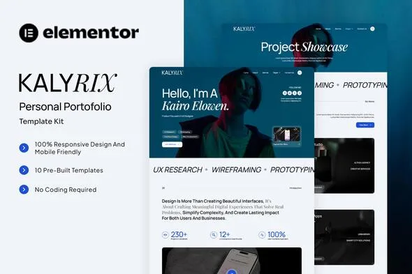kalyrix personal portfolio elementor template kit 1