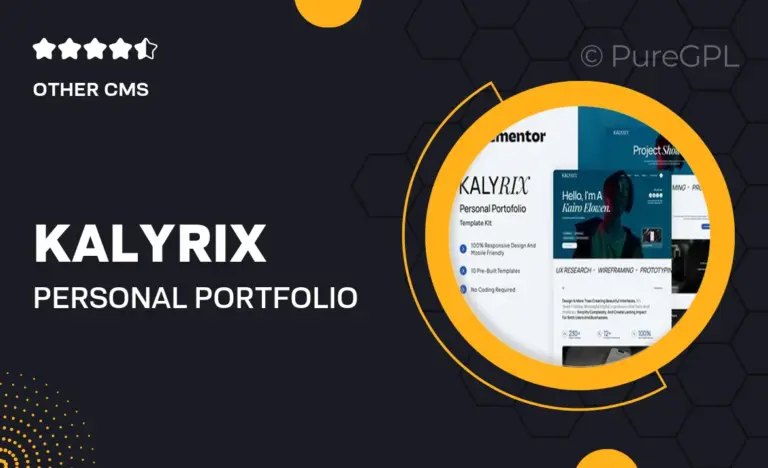 kalyrix personal portfolio elementor template kit