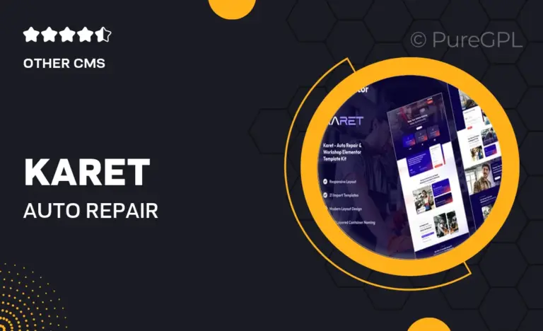 karet auto repair workshop elementor template kit