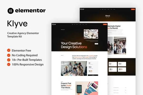 klyve creative agency elementor template kit 1