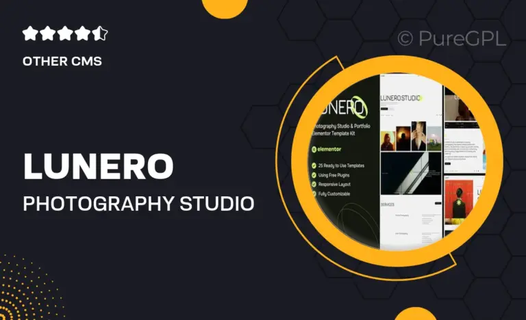 lunero photography studio portfolio elementor template kit
