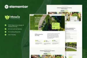 Mowix – Landscaping & Gardening Elementor Pro Template Kit