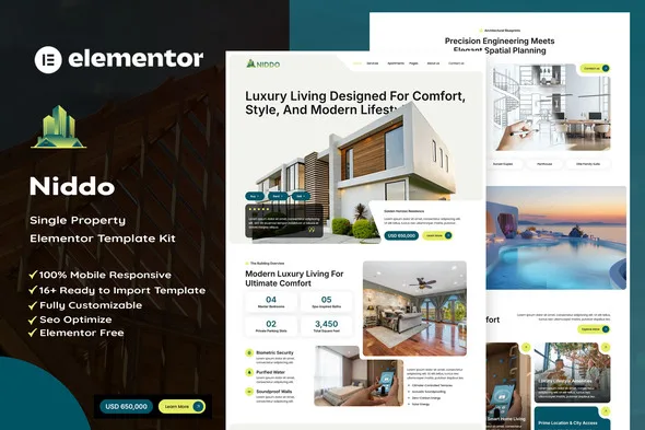 niddo single property elementor template kit 1