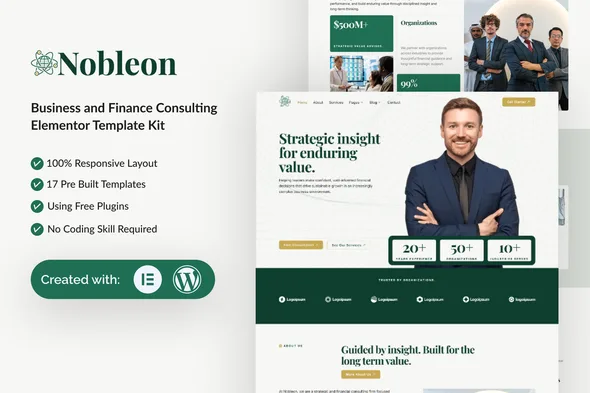 nobleon business and finance consulting elementor template kit 1
