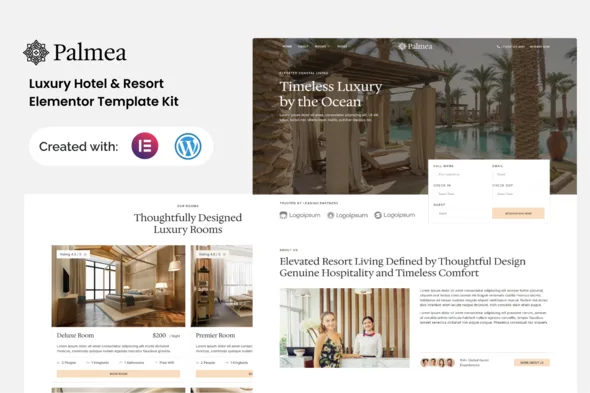palmea luxury hotel resort elementor template kit 1