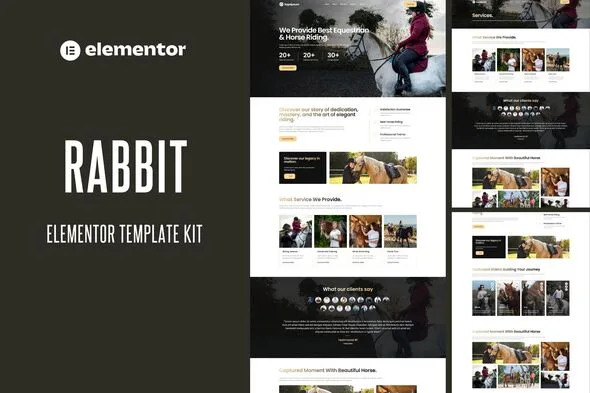 rabbit equestrian horse riding club elementor template kit 1