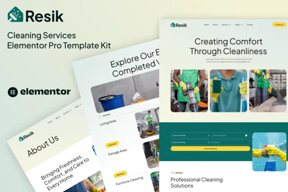 resik cleaning services elementor pro template kit 1
