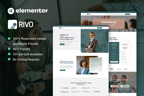 rivo life coach and consulting elementor template kit 1