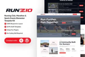 Runzio – Running Club, Marathon & Sports Events Elementor Template Kit