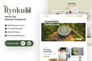 Ryoku – Matcha Cafe Elementor Template Kit