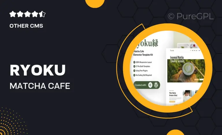 ryoku matcha cafe elementor template kit