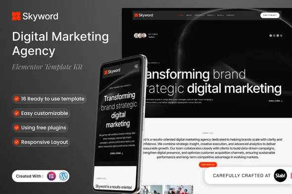 skyword digital marketing agency elementor template kit 1