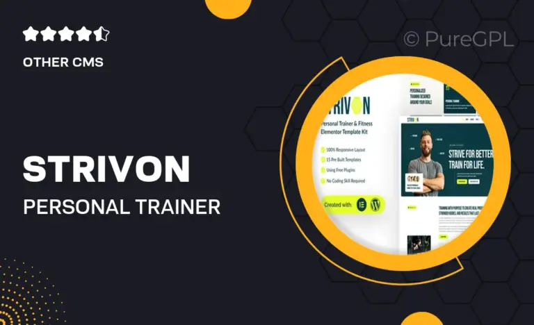 strivon personal trainer fitness elementor template kit