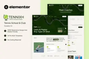 Tennixh – Tennis School & Club Elementor Template Kit