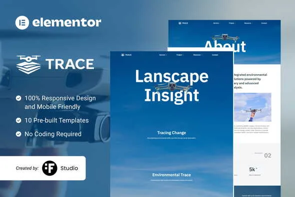 trace environmental change documentation drone elementor template kit 1