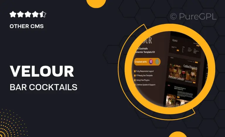 velour bar cocktails elementor template kit