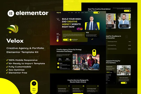 velox creative agency portfolio elementor template kit 1