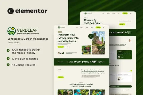 verdleaf landscape garden maintenance elementor tempate kit 1