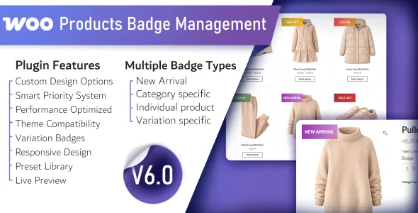woocommerce products badge management