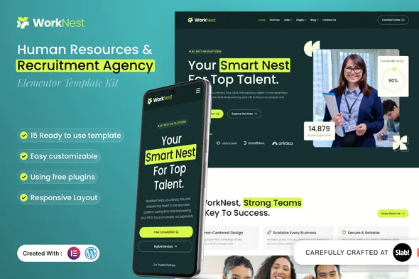 worknest human resources recruitment agency elementor template kit 1
