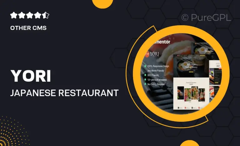 yori japanese restaurant food elementor pro template kit