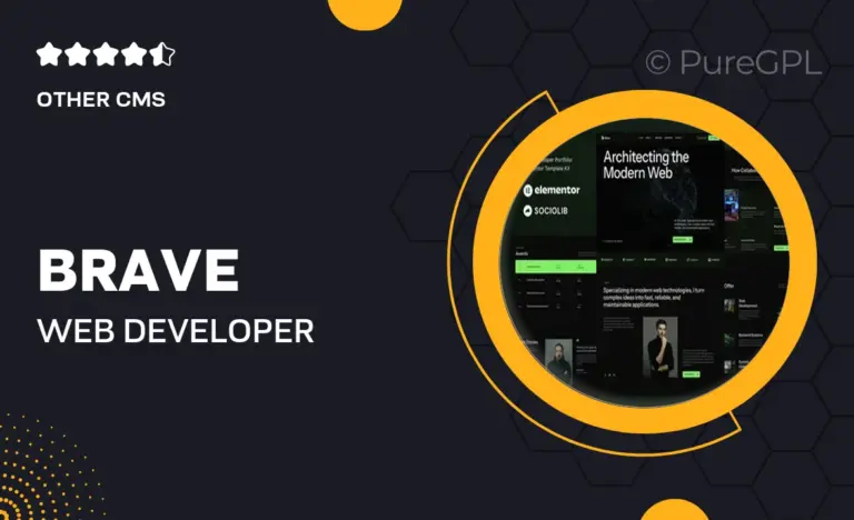 brave web developer portfolio elementor template kit