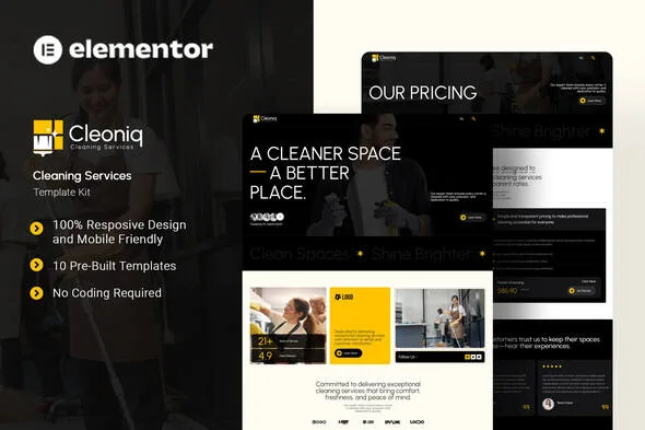 cleoniq cleaning services elementor template kit 1