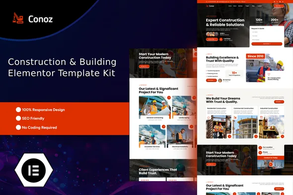 conoz construction building elementor template kit 1
