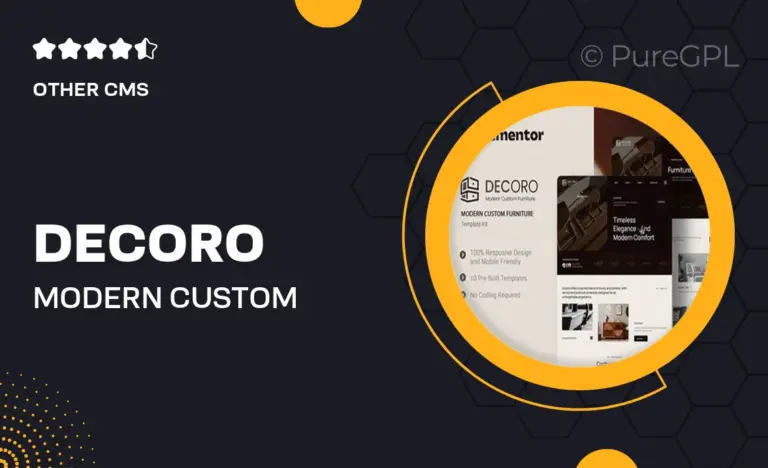 decoro modern custom furniture elementor template kit