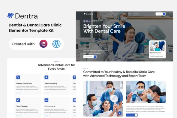 dentra dentist dental care clinic elementor template kit 1