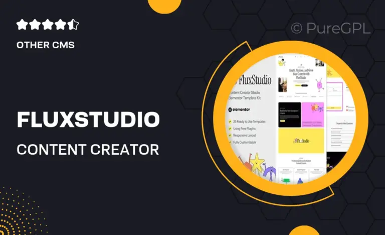 fluxstudio content creator studio elementor template kit