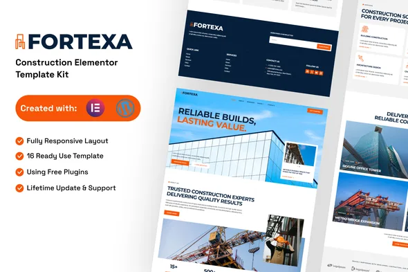 fortexa construction elementor template kit 1