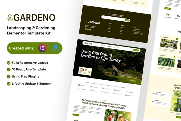 gardeno landscaping gardening elementor template kit 1