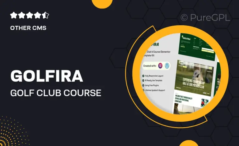 golfira golf club course elementor template kit
