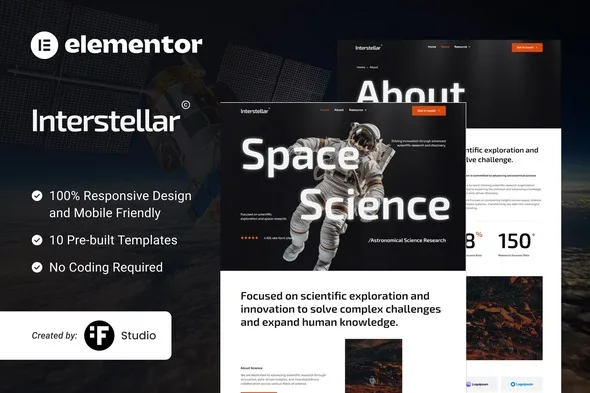 interstellar science research elementor template kit 1
