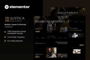 Justica – Modern Lawyer & Attorney Elementor Template Kit