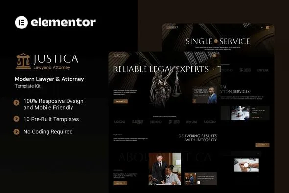 justica modern lawyer attorney elementor template kit 1