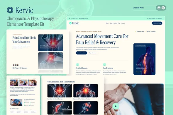 kervic chiropractic physiotherapy elementor template kit 1