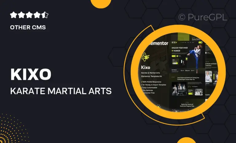 kixo karate martial arts school elementor template kit
