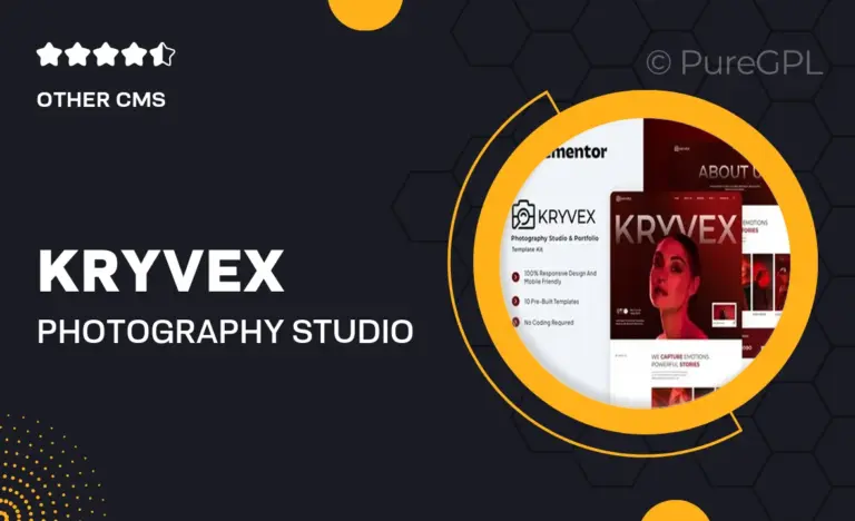 kryvex photography studio portfolio elementor template kit