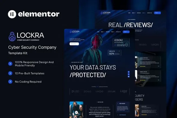 lockra cyber security company elementor template kit 1