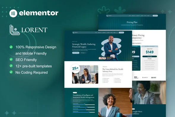 lorent finance advisor investment elementor template kit 1