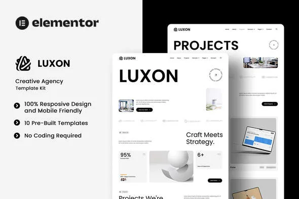 luxon creative agency elementor template kit 1