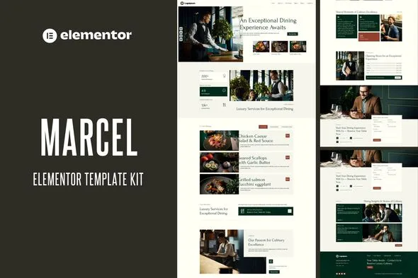 marcel luxury restaurant elementor template kit 1